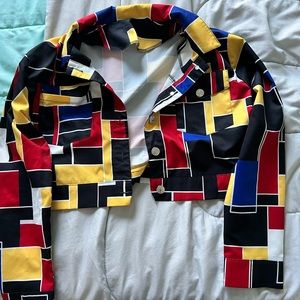 Colorblock half jacket, super cute, super trendy. Worn twice!